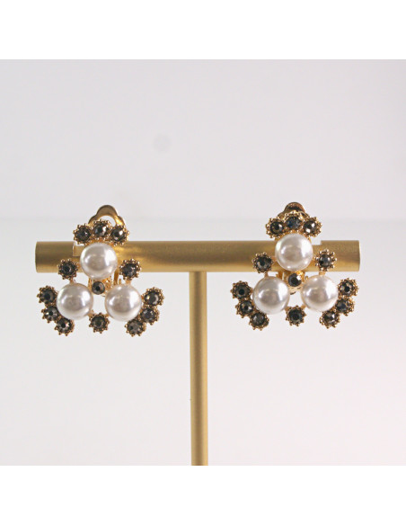 Klipsy do Uszu Lolita Akcesoria Klips do UCHA ZŁOTE Z PEREŁKAMI PERŁY