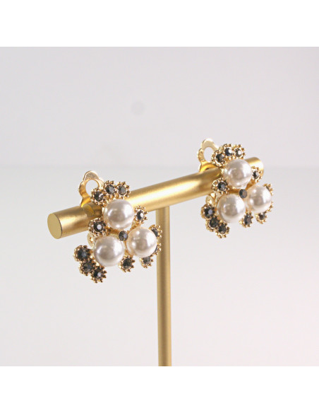 Klipsy do Uszu Lolita Akcesoria Klips do UCHA ZŁOTE Z PEREŁKAMI PERŁY