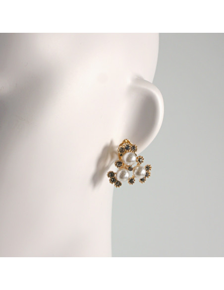 Klipsy do Uszu Lolita Akcesoria Klips do UCHA ZŁOTE Z PEREŁKAMI PERŁY