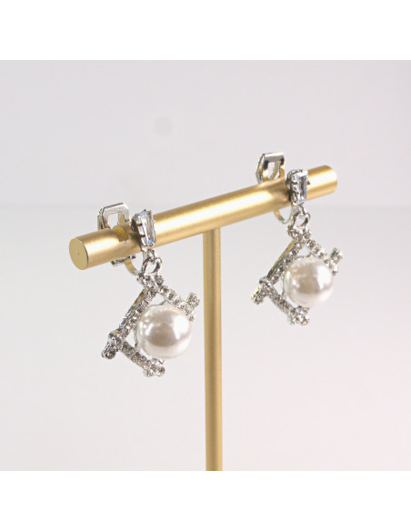 Klipsy do Uszu Lolita Akcesoria Klips do UCHA KLASYCZNE WISZĄCE SREBRNE