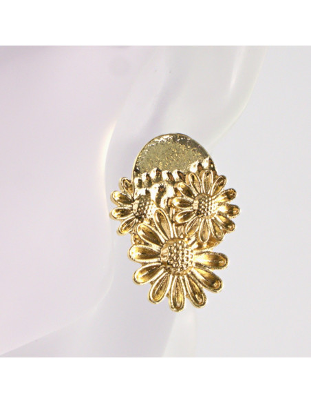 Klipsy do Uszu Lolita Akcesoria Klips do UCHA ZŁOTE BLASZKI  KWIATKI KWIATY