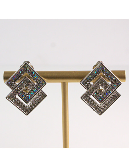 Klipsy do Uszu Lolita Akcesoria Klips do UCHA SREBRNE ROMBY