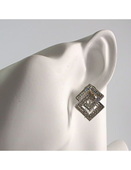 Klipsy do Uszu Lolita Akcesoria Klips do UCHA SREBRNE ROMBY