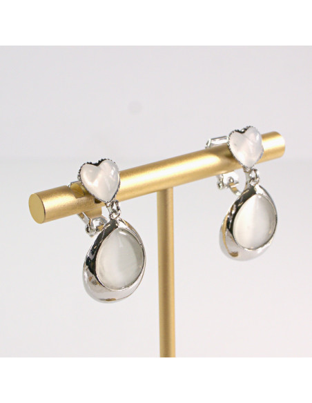 Klipsy do Uszu Lolita Akcesoria Klips do UCHA SREBRNE SERCA