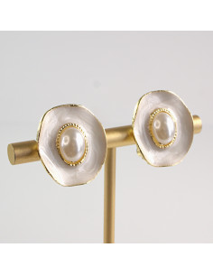 Klipsy do Uszu Lolita Akcesoria Klips do UCHA ECRU Z...