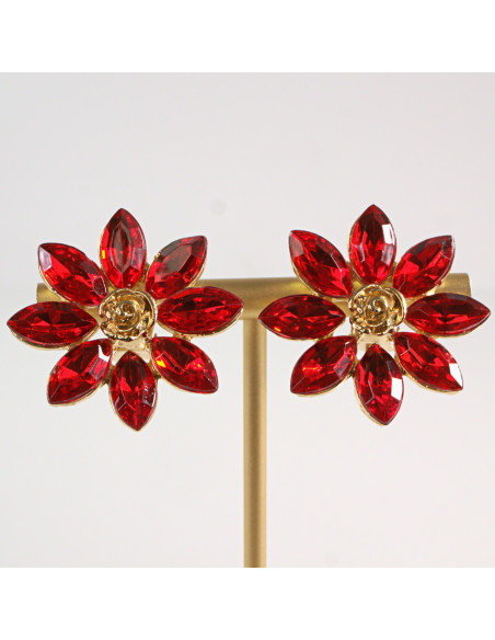 Klipsy do Uszu Lolita Akcesoria Klips do UCHA CZERWONE KWIATKI KWIATY