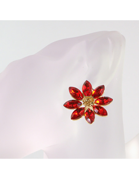 Klipsy do Uszu Lolita Akcesoria Klips do UCHA CZERWONE KWIATKI KWIATY