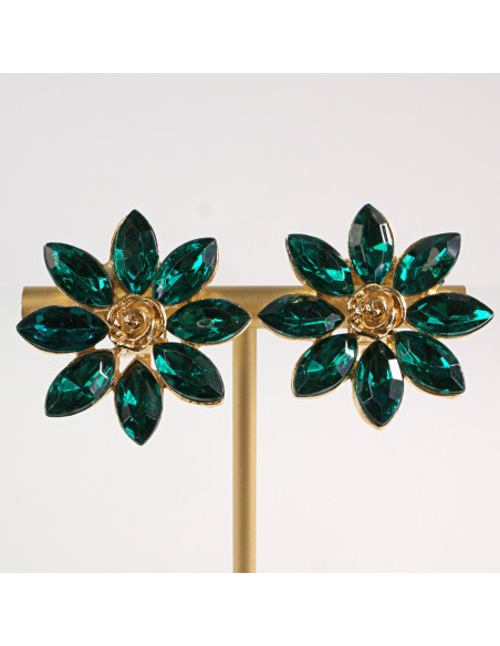 Klipsy do Uszu Lolita Akcesoria Klips do UCHA  ZIELONE KWIATKI KWIATY