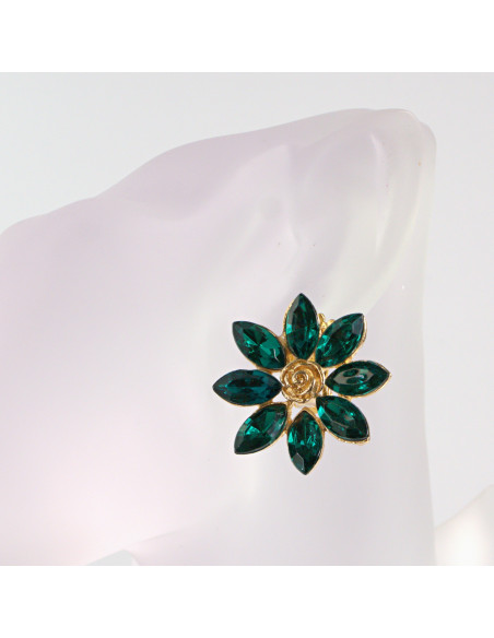 Klipsy do Uszu Lolita Akcesoria Klips do UCHA  ZIELONE KWIATKI KWIATY