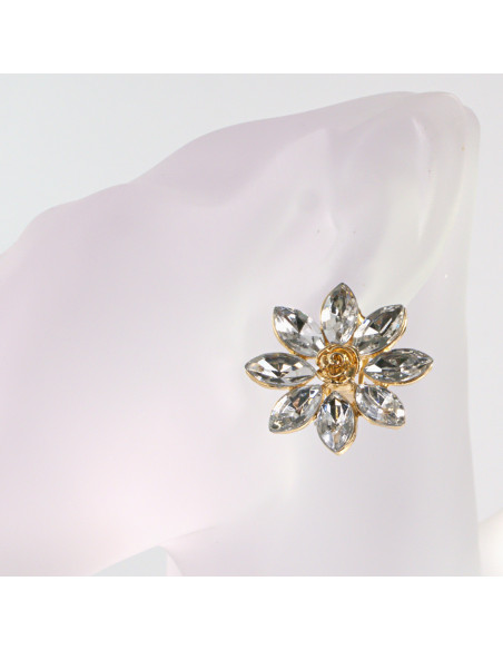 Klipsy do Uszu Lolita Akcesoria Klips do UCHA CRYSTAL KWIATKI KWIATY