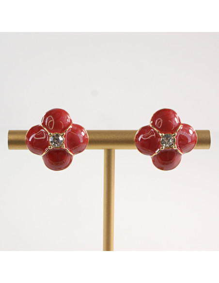 Klipsy do Uszu Lolita Akcesoria Klips do UCHA CZERWONE KONICZYNY LILIJKA