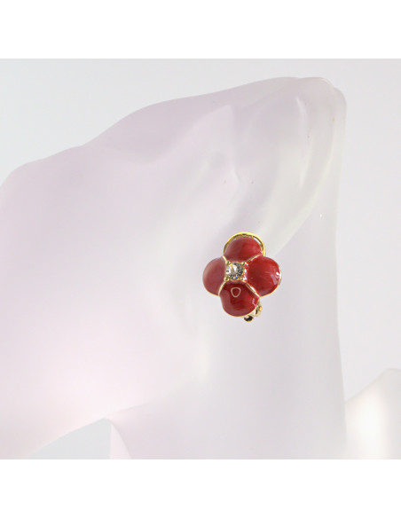 Klipsy do Uszu Lolita Akcesoria Klips do UCHA CZERWONE KONICZYNY LILIJKA