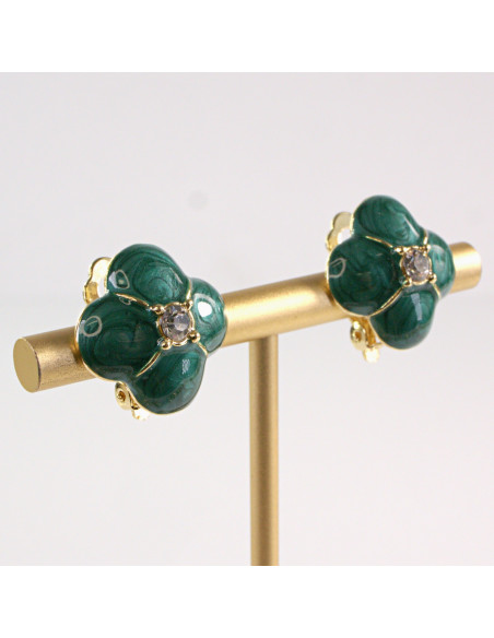 Klipsy do Uszu Lolita Akcesoria Klips do UCHA ZIELONE KONICZYNY LILIJKA