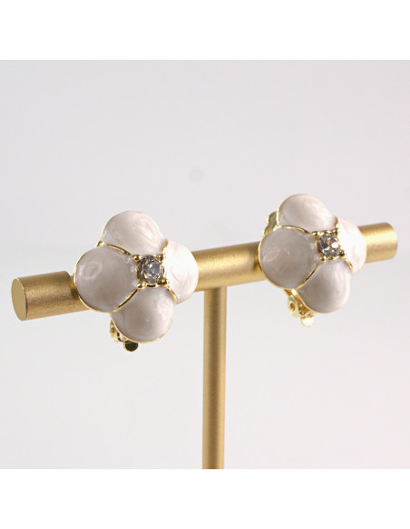 Klipsy do Uszu Lolita Akcesoria Klips do UCHA ECRU KONICZYNY LILIJKA