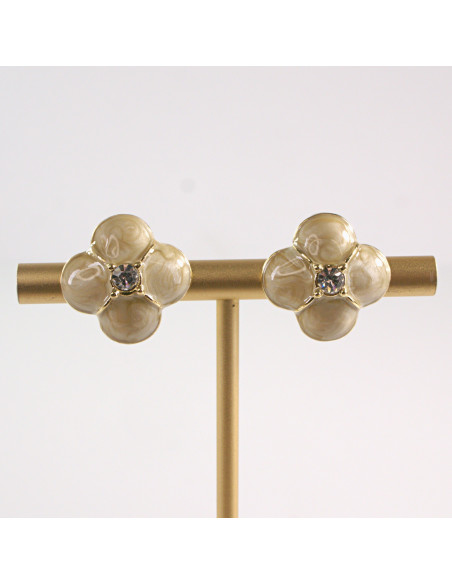 Klipsy do Uszu Lolita Akcesoria Klips do UCHA BEŻOWE KONICZYNY LILIJKA