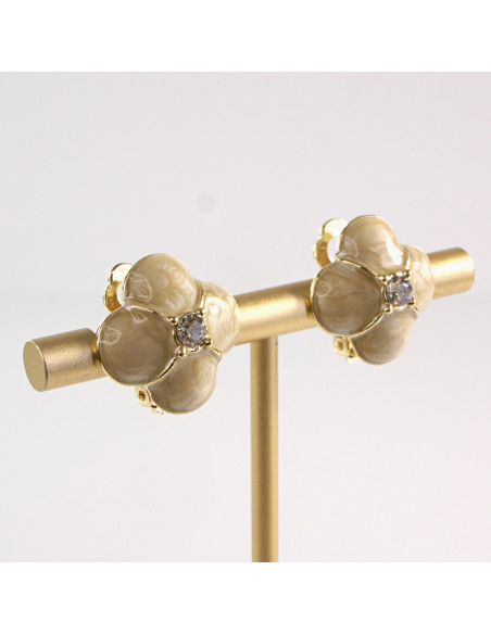 Klipsy do Uszu Lolita Akcesoria Klips do UCHA BEŻOWE KONICZYNY LILIJKA