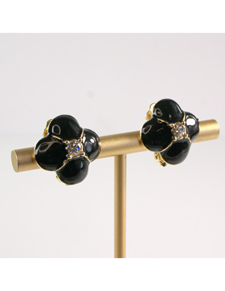 Klipsy do Uszu Lolita Akcesoria Klips do UCHA CZARNE KONICZYNY LILIJKA