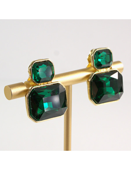 Klipsy do Uszu Lolita Akcesoria Klips do UCHA ZIELONE "BRYLANTY"