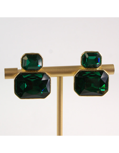 Klipsy do Uszu Lolita Akcesoria Klips do UCHA ZIELONE "BRYLANTY"