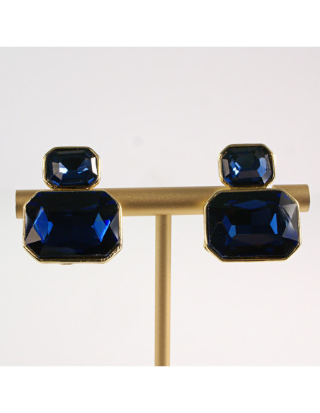 Klipsy do Uszu Lolita Akcesoria Klips do UCHA GRANATOWE "BRYLANTY"