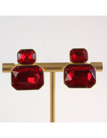 Klipsy do Uszu Lolita Akcesoria Klips do UCHA CZERWONE "BRYLANTY"