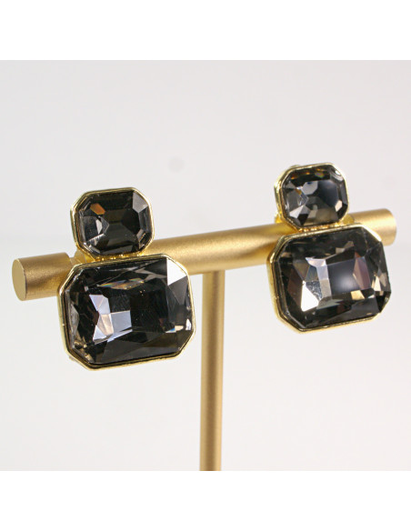 Klipsy do Uszu Lolita Akcesoria Klips do UCHA GRAFITOWE "BRYLANTY"