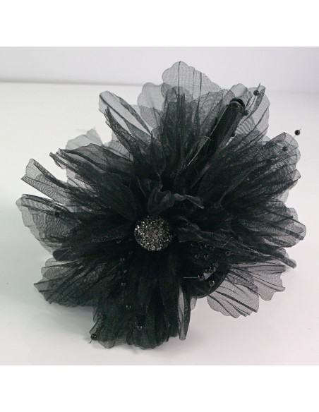 Klamra do włosów CZARNY KWIAT TIUL Lolita akcesoria