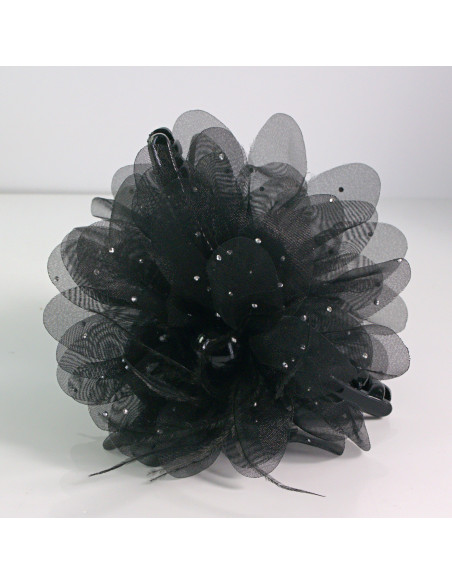 Klamra do włosów CZARNY KWIAT 13cm  Lolita akcesoria