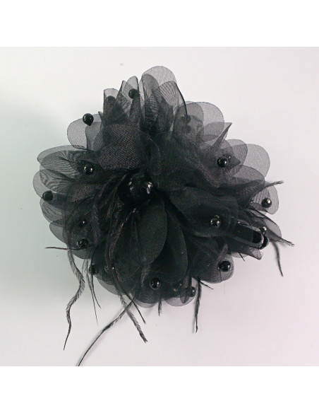 Klamra do włosów CZARNY KWIAT 12,5 CM Lolita akcesoria