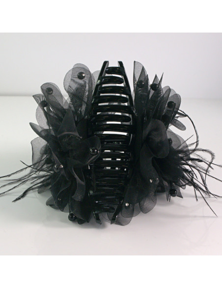 Klamra do włosów CZARNY KWIAT 12,5 CM Lolita akcesoria