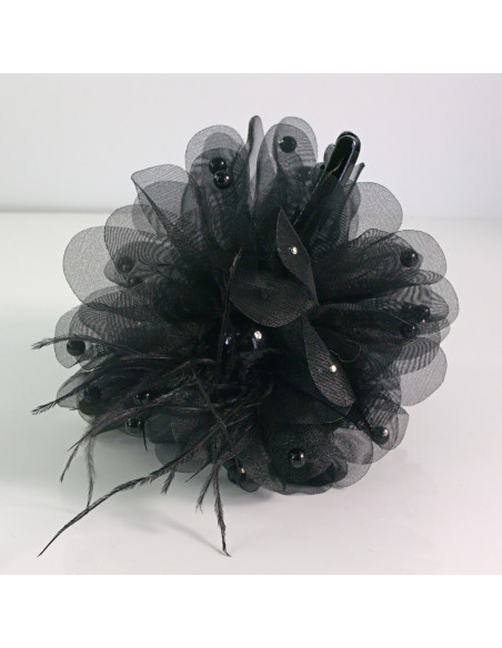 Klamra do włosów CZARNY KWIAT 12,5 CM Lolita akcesoria