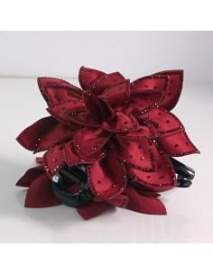 Klamra do włosów KWIAT Z KRYSZTAŁKAMI BORDOWY Lolita...