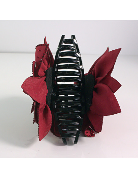 Klamra do włosów KWIAT Z KRYSZTAŁKAMI BORDOWY Lolita akcesoria