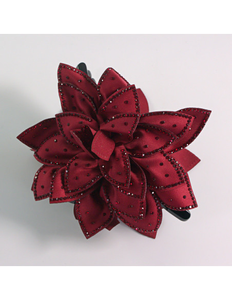 Klamra do włosów KWIAT Z KRYSZTAŁKAMI BORDOWY Lolita akcesoria