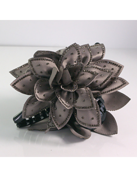 Klamra do włosów KWIAT Z KRYSZTAŁKAMI SZARY Lolita akcesoria