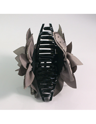 Klamra do włosów KWIAT Z KRYSZTAŁKAMI SZARY...