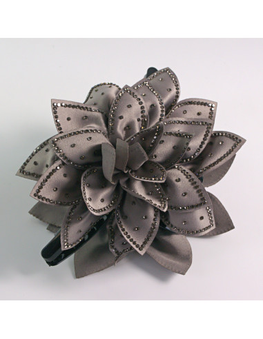 Klamra do włosów KWIAT Z KRYSZTAŁKAMI SZARY...