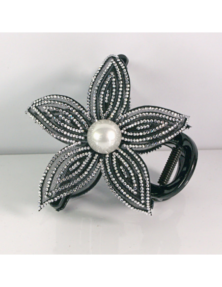 Klamra do włosów KWIAT Z KRYSZTAŁKAMI SREBRNY Lolita akcesoria