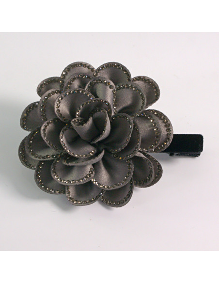 Spinka do włosów KWIAT Z KRYSZTAŁKAMI SZARY Lolita akcesoria