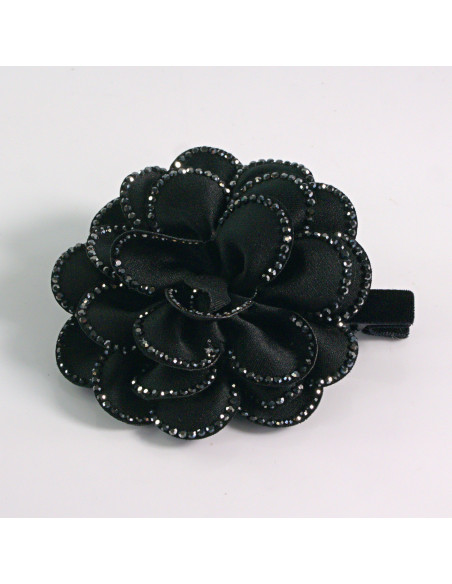 Spinka do włosów KWIAT Z CZARNYMI KRYSZTAŁKAMI CZARNY Lolita akcesoria