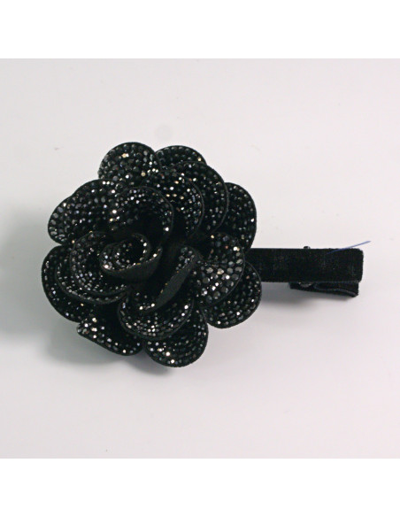 Spinka do włosów KWIAT Z KRYSZTAŁKAMI CZARNY Lolita akcesoria