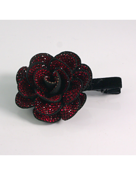 Spinka do włosów KWIAT Z KRYSZTAŁKAMI BORDOWY Lolita akcesoria