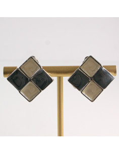 Srebrne Klipsy do Uszu Lolita Accessories Szachownica