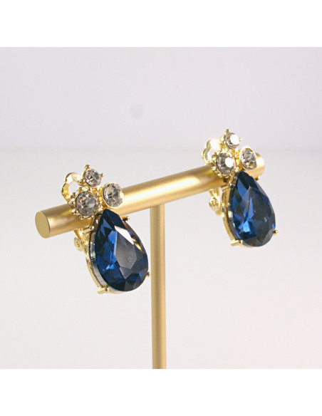 Klipsy do uszy z kamieniami niebieskie Lolita Accessories