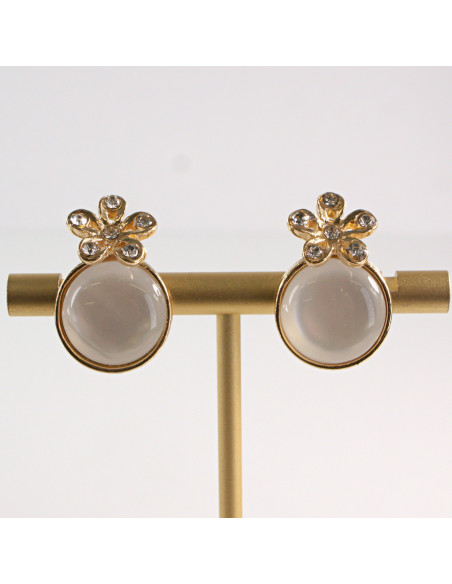 Klipsy do uszu ecru z cyrkoniami Eleganckie Lolita Accessories