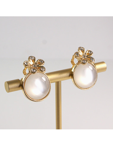 Klipsy do uszu ecru z cyrkoniami Eleganckie...