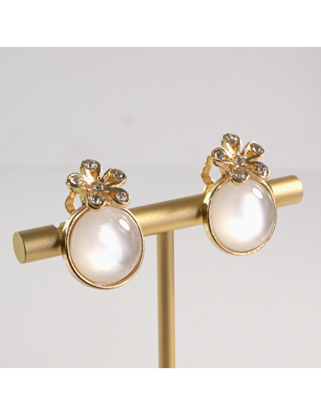 Klipsy do uszu ecru z cyrkoniami Eleganckie Lolita Accessories