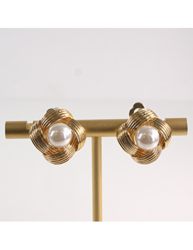 Klipsy do uszu supełki z perłami perełkami...