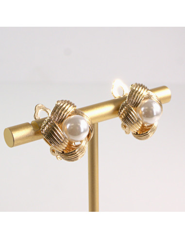 Klipsy do uszu supełki z perłami perełkami...