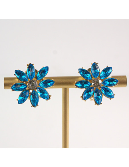 Klipsy do Uszu Lolita Akcesoria Klips do UCHA NIEBIESKIE KWIATY KWIATKI